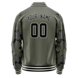 Custom Olive Black Solid Color Varsity Letterman Jacket JA02240617LH320