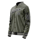 Custom Olive Black Solid Color Varsity Letterman Jacket JA02240617LH320