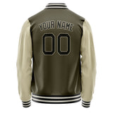 Custom Olive Cream Solid Color Varsity Letterman Jacket JA02240617LH324