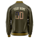 Custom Olive Cream Vintage Usa Flag Varsity Letterman Jacket JA02240617LH326