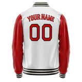 Custom White Red Solid Color Varsity Letterman Jacket JA02240617LH447