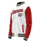 Custom White Red Solid Color Varsity Letterman Jacket JA02240617LH447