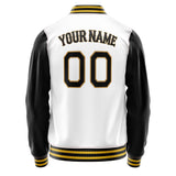 Custom White Black Solid Color Varsity Letterman Jacket JA02240617LH448