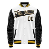 Custom White Black Solid Color Varsity Letterman Jacket JA02240617LH448