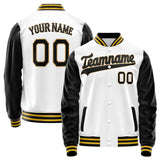 Custom White Black Solid Color Varsity Letterman Jacket