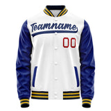 Custom White Royal Solid Color Varsity Letterman Jacket JA02240617LH452