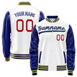 Custom White Royal Solid Color Varsity Letterman Jacket JA02240617LH452