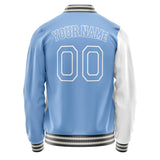 Custom White Light-Blue Split Varsity Letterman Jacket JA02240617LH454