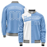 Custom White Light-Blue Split Varsity Letterman Jacket