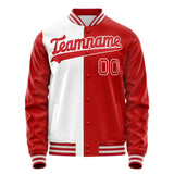 Custom White Red Split Varsity Letterman Jacket JA02240617LH455