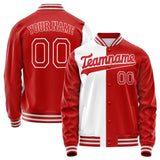 Custom White Red Split Varsity Letterman Jacket JA02240617LH455