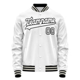 Custom White Black Solid Color Varsity Letterman Jacket JA02240617LH458