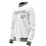 Custom White Black Solid Color Varsity Letterman Jacket JA02240617LH458