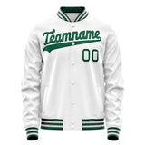 Custom White Kelly-Green Solid Color Varsity Letterman Jacket JA02240617LH459