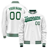 Custom White Kelly-Green Solid Color Varsity Letterman Jacket