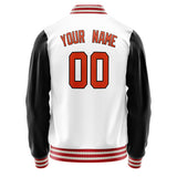 Custom White Black Solid Color Varsity Letterman Jacket JA02240617LH460