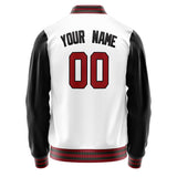 Custom White Black Solid Color Varsity Letterman Jacket JA02240617LH461