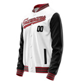 Custom White Black Solid Color Varsity Letterman Jacket JA02240617LH461