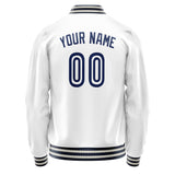 Custom White Navy Solid Color Varsity Letterman Jacket JA02240617LH464