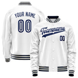 Custom White Navy Solid Color Varsity Letterman Jacket