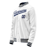 Custom White Navy Solid Color Varsity Letterman Jacket JA02240617LH464