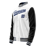 Custom White Black Solid Color Varsity Letterman Jacket JA02240617LH465