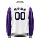 Custom White Purple Solid Color Varsity Letterman Jacket JA02240617LH466