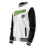 Custom White Black Solid Color Varsity Letterman Jacket JA02240617LH467