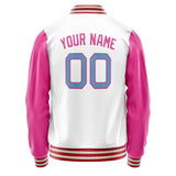 Custom White Pink Solid Color Varsity Letterman Jacket JA02240617LH468