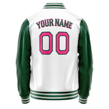 Custom White Kelly-Green Solid Color Varsity Letterman Jacket JA02240617LH469