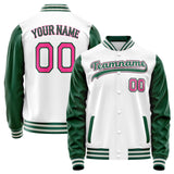 Custom White Kelly-Green Solid Color Varsity Letterman Jacket JA02240617LH469