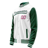 Custom White Kelly-Green Solid Color Varsity Letterman Jacket JA02240617LH469