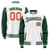 Custom White Kelly-Green Solid Color Varsity Letterman Jacket JA02240617LH471