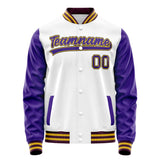 Custom White Purple Solid Color Varsity Letterman Jacket JA02240617LH472