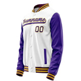 Custom White Purple Solid Color Varsity Letterman Jacket JA02240617LH472