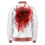 Custom White Red 3D Pattern Design Varsity Letterman Jacket JA02240617LH473