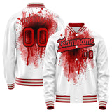 Custom White Red 3D Pattern Design Varsity Letterman Jacket JA02240617LH473