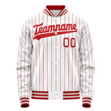 Custom White Red Red Pinstripe Varsity Letterman Jacket JA02240617LH474