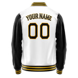 Custom White Black Solid Color Varsity Letterman Jacket JA02240617LH475