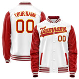 Custom White Red Solid Color Varsity Letterman Jacket JA02240617LH476