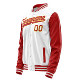 Custom White Red Solid Color Varsity Letterman Jacket JA02240617LH476