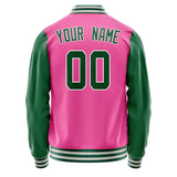 Custom Pink Kelly-Green Solid Color Varsity Letterman Jacket JA02240617SH298