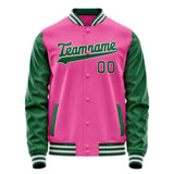 Custom Pink Kelly-Green Solid Color Varsity Letterman Jacket JA02240617SH298