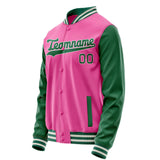 Custom Pink Kelly-Green Solid Color Varsity Letterman Jacket JA02240617SH298