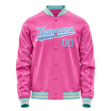 Custom Pink Light-Blue Solid Color Varsity Letterman Jacket JA02240617SH299