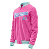 Custom Pink Light-Blue Solid Color Varsity Letterman Jacket JA02240617SH299