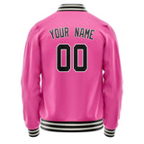 Custom Pink Black Solid Color Varsity Letterman Jacket JA02240617SH300