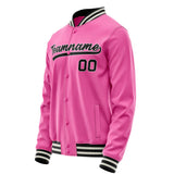 Custom Pink Black Solid Color Varsity Letterman Jacket JA02240617SH300