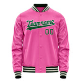 Custom Pink Kelly-Green Solid Color Varsity Letterman Jacket JA02240617SH301