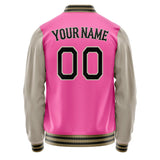 Custom Pink Cream Solid Color Varsity Letterman Jacket JA02240617SH305